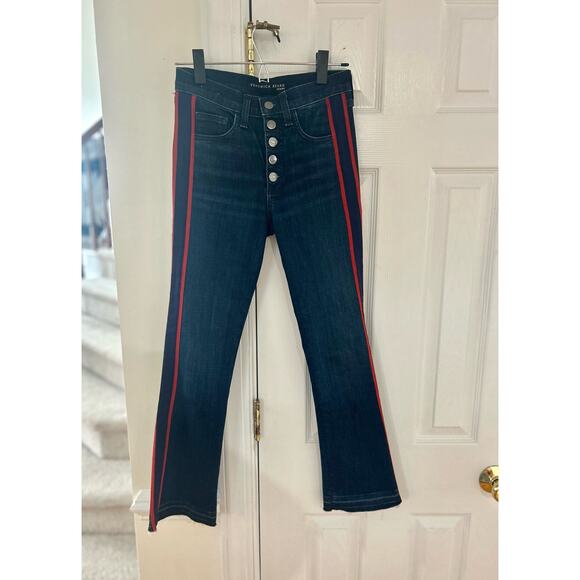 Veronica Beard Carolyn Cropped Raw Hem Boot Cut Dark wash Jean - Picture 2 of 11